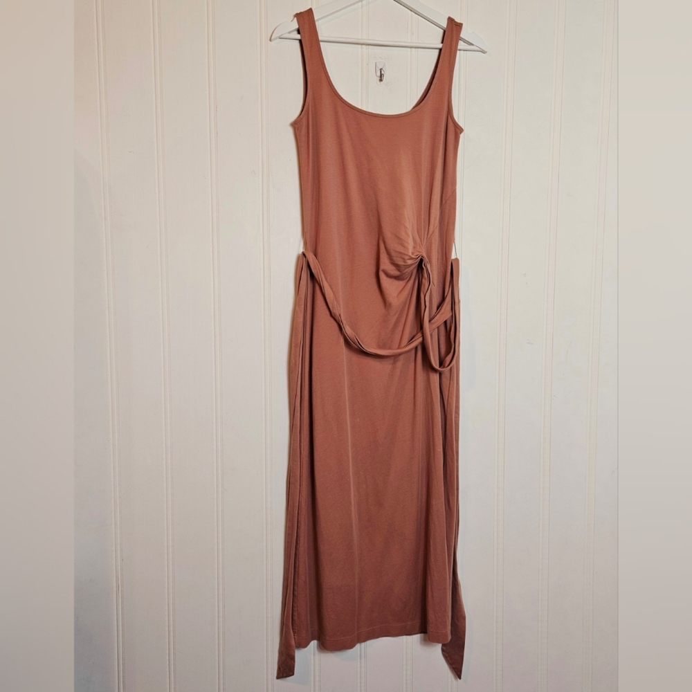 Vince Maxi Dress Womens Size S Sleeveless Wrap Midi Resortwear Neutral - Picture 2 of 11